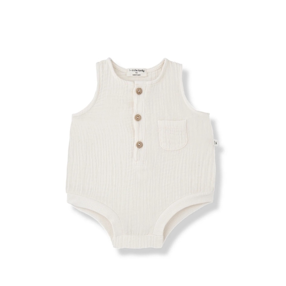 Cream Sleeveless Baby Onesie